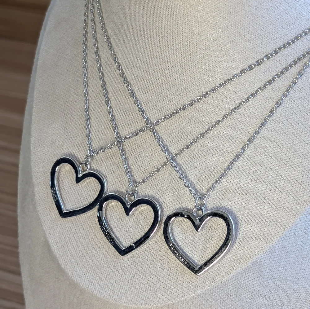 NEW ❤️ BEST FRIENDS FOREVER 3pk BFF necklace set silver stainless steel Kid's